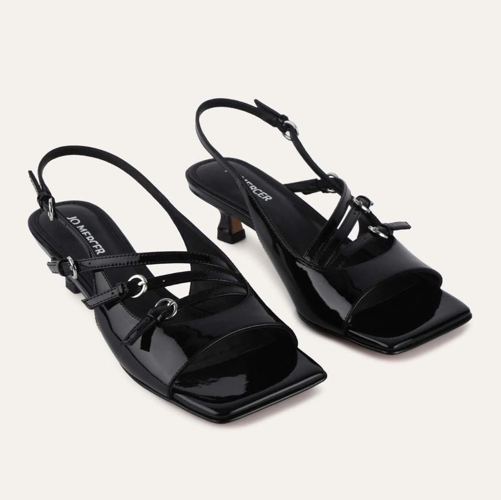 Jo Mercer Monica Black Patent Leather Low Heel